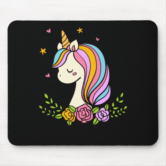 Unicorn Cute Whimsical Girly D Name Mousepad (Vorne)