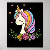 Unicorn Cute Whimsical Girly D Name Poster (Vorne)