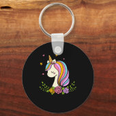Unicorn Cute Whimsical Girly D Name Schlüsselanhänger (Vorderseite)
