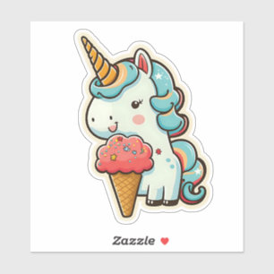 Unicorn cute with Ice Cream Pastel colors Aufkleber