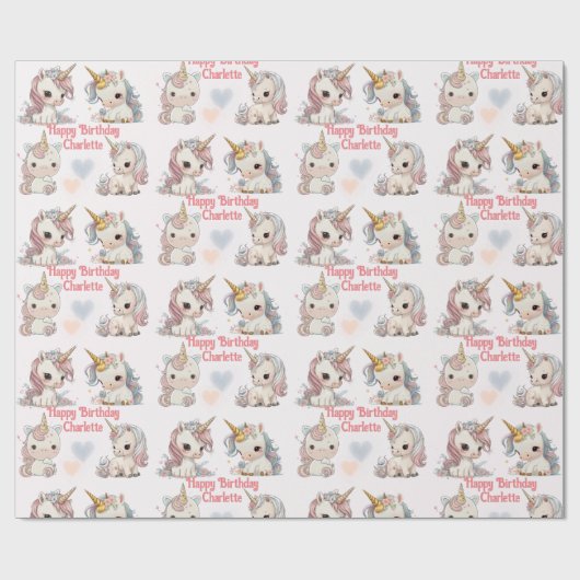 Unicorn Cuteness Overload Fügen Sie Mädchenname Ge Geschenkpapier (Flach)