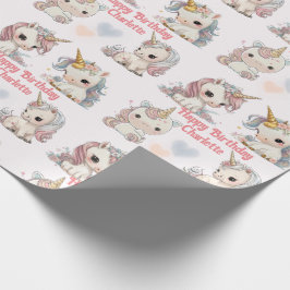Unicorn Cuteness Overload Fügen Sie Mädchenname Ge Geschenkpapier