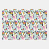 Unicorn Dab Dance Pose, Sonnenbrille, Fun Floral Geschenkpapier Set (Vorderseite)