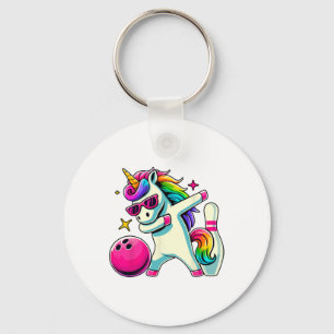Unicorn Dabbing Bowling Birthday Girls Schlüsselanhänger