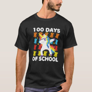Unicorn Dabbing glücklich 100. Tag der Schule Lehr T-Shirt