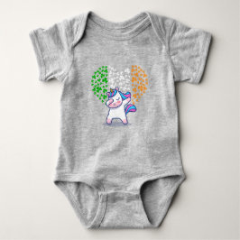 Unicorn Dabbing Liebe valentine Irish Ireland Flag Baby Strampler