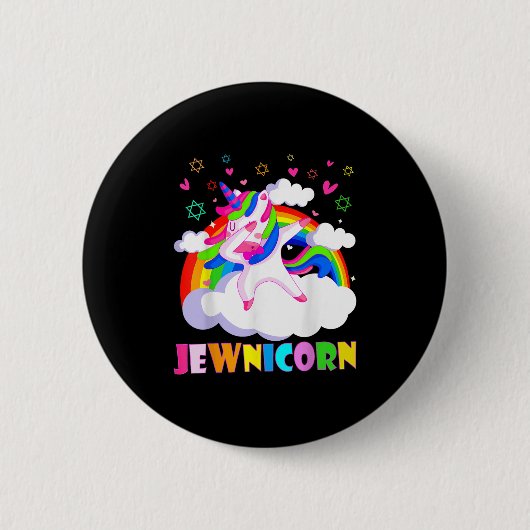 Unicorn Dabbing Rainbow Jew Rosh Hashanah J Button (Vorderseite)