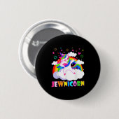 Unicorn Dabbing Rainbow Jew Rosh Hashanah J Button (Vorne & Hinten)