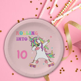 Unicorn Dabbing Roller Skaten Geburtstag Pappteller