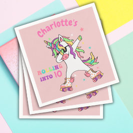 Unicorn Dabbing Roller Skaten Geburtstag Serviette