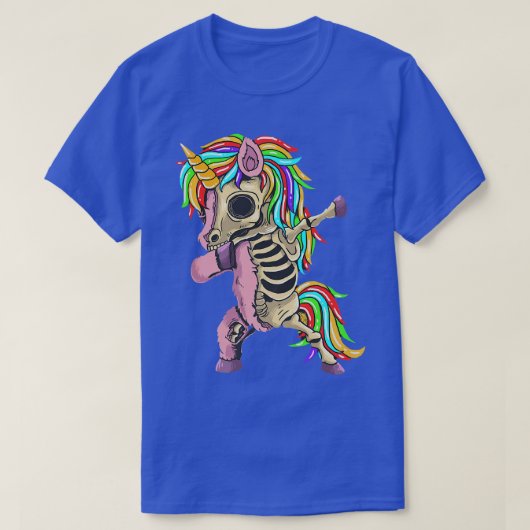 Unicorn Dabbing Skeleton Kostüm SonnenHalloween S T-Shirt (Design vorne)