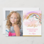 Unicorn danke Karte mit Foto, elegante Pasten (Vorderseite)
