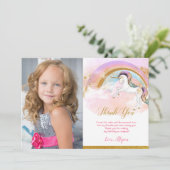Unicorn danke Karte mit Foto, elegante Pasten (Stehend Vorderseite)
