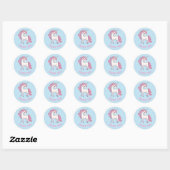 Unicorn Danke Stickers - Round Blue (Blatt)