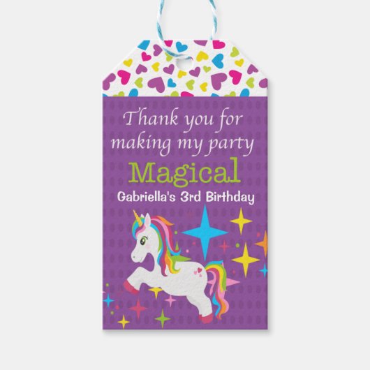 Unicorn dankt dafür, dass mein Party magische Mark Geschenkanhänger (Vorderseite)