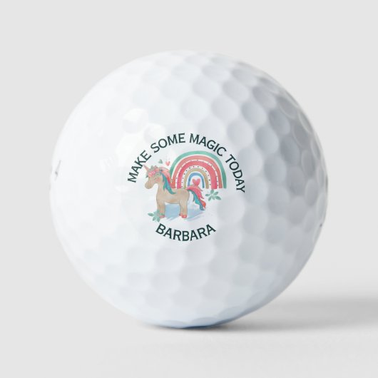 Unicorn den Namen Zauber personalisieren Golfball (Vorderseite)