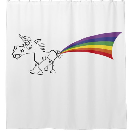 Unicorn, der einen Regenbogenduschvorhang züchtet Duschvorhang (Vorderseite)