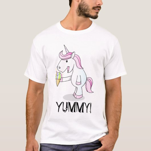 Unicorn, der Eiscreme-T - Shirt isst (Vorderseite)