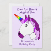 Unicorn Design Children's Birthday Party Einladung (Vorderseite)