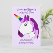 Unicorn Design Children's Birthday Party Einladung (Stehend Vorderseite)