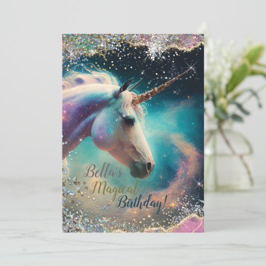 Unicorn Design-Party Einladung (Stehend Vorderseite)