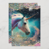 Unicorn Design-Party Einladung (Vorne/Hinten)