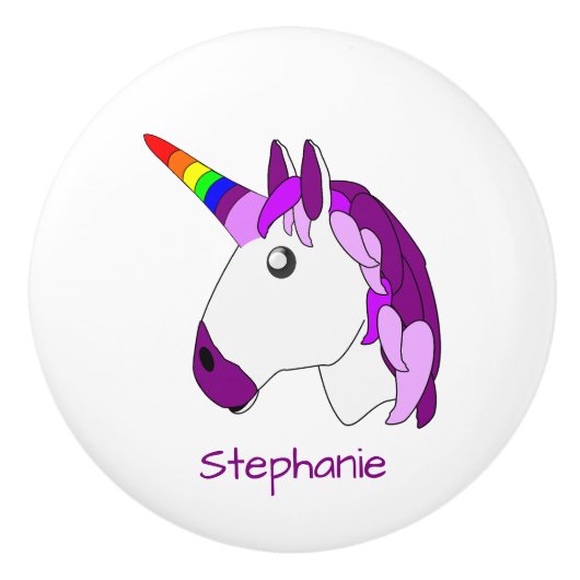 Unicorn Design Personalised Keramikknauf (Vorderseite)