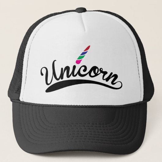 Unicorn Design Regenbogen Word Buchstaben Truckerkappe (Vorderseite)