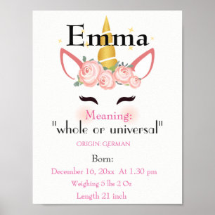 Unicorn-Designname bedeutet Keepake-Kinderzimmer Poster