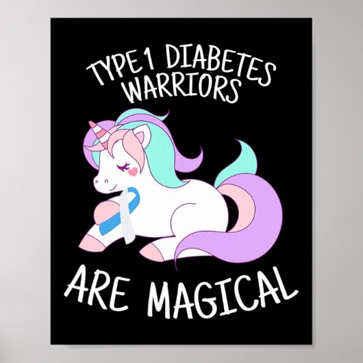 Unicorn Diabetes Warrior Geschenk Poster (Vorne)