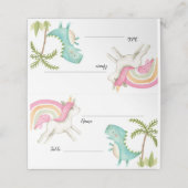 Unicorn Dinosaur Party Table Name Card Platzkarte (Außenseite Aufgefaltet)