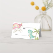 Unicorn Dinosaur Party Table Name Card Platzkarte (Rückseite)