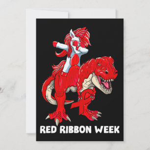 Unicorn Dinosaurier Wir tragen Rot für Red Ribbon Einladung