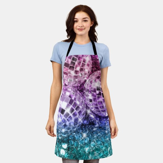 Unicorn Disco Balls Glam #2 #retro #wall #art Schürze (Getragen)