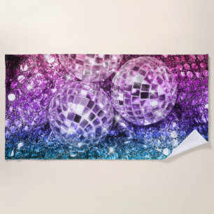 Unicorn Disco Balls Glam #2 #retro #wall #art Strandtuch