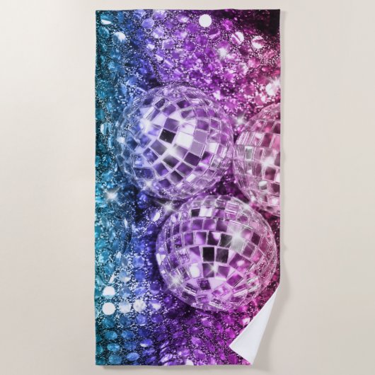 Unicorn Disco Balls Glam #2 #retro #wall #art Strandtuch (Vorderseite)