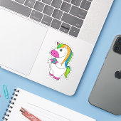 Unicorn Donut Aufkleber (Laptop mit iPhone)