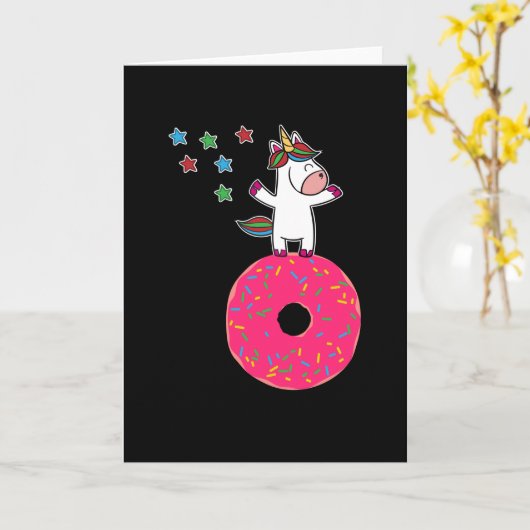 Unicorn Donut Dancing Star Dust Karte (Gelbe Blume)