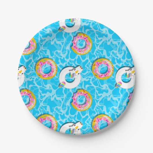 Unicorn & Donut Floaty Pappteller (Vorderseite)