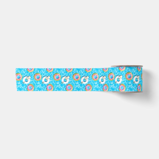 Unicorn & Donut Floaty Satinband (Vorderseite)