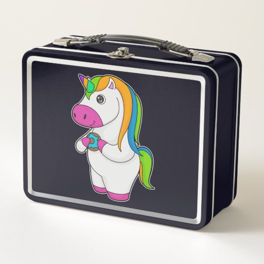 Unicorn Donut Metall Brotdose (Vorderseite)