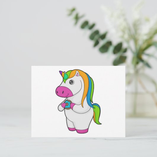 Unicorn Donut Postkarte (Stehend Vorderseite)