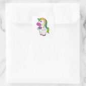 Unicorn Donut Quadratischer Aufkleber (Tasche)