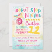 Unicorn Donut Watercolor Rainbow Birthday Einladung (Vorderseite)