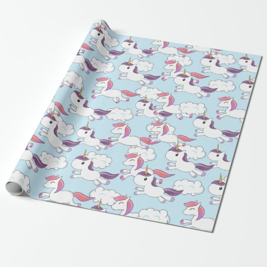 Unicorn Doodle Muster Geschenkpapier (Ungerollt)