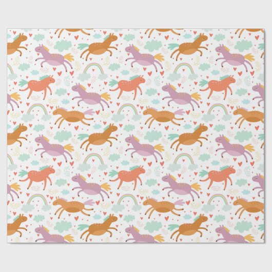 Unicorn Doodle Muster Geschenkpapier (Flach)