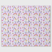 Unicorn Doodle Muster Geschenkpapier (Flach)