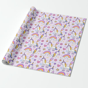 Unicorn Doodle Muster Geschenkpapier