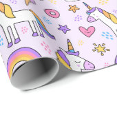 Unicorn Doodle Muster Geschenkpapier (Rolleneckpunkt)