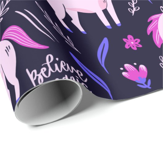 Unicorn Doodle Muster Geschenkpapier (Rolleneckpunkt)
